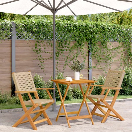 Juego de bistro de 3 piezas ratán PE y madera maciza beige de , Conjuntos de jardín - Ref: Foro24-3281804, Precio: 188,69 €, ...