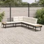 L-shaped garden sofa with black PE rattan and acacia cushions by , Outdoor sofas - Ref: Foro24-365634, Price: 346,00 €, Disco...