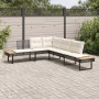 Sofá de jardín con cojines forma de L ratán PE negro y acacia de , Sofás de exterior - Ref: Foro24-365634, Precio: 263,36 €, ...