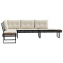 Sofá de jardín con cojines forma de L ratán PE negro y acacia de , Sofás de exterior - Ref: Foro24-365634, Precio: 263,36 €, ...