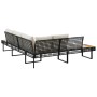 Sofá de jardín con cojines forma de L ratán PE negro y acacia de , Sofás de exterior - Ref: Foro24-365634, Precio: 263,36 €, ...