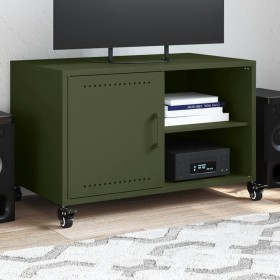 Mueble para TV acero laminado en frío verde oliva 68x39x43,5 cm de , Muebles TV - Ref: Foro24-846672, Precio: 55,65 €, Descue...