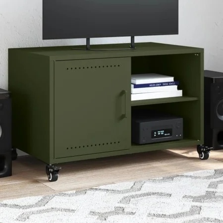 Mueble para TV acero laminado en frío verde oliva 68x39x43,5 cm de , Muebles TV - Ref: Foro24-846672, Precio: 55,14 €, Descue...