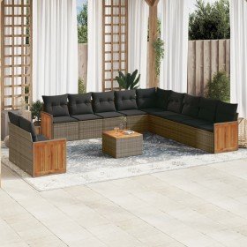 Set de sofás de jardín 12 pzas con cojines ratán sintético gris en Conjuntos de jardín | Comprar online en Foru.es