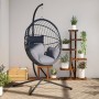 Silla colgante huevo con soporte ratán y acero gris claro de , Balancines de jardín - Ref: Foro24-4007406, Precio: 226,49 €, ...