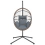 Silla colgante huevo con soporte ratán y acero gris claro de , Balancines de jardín - Ref: Foro24-4007406, Precio: 226,49 €, ...
