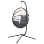 Silla colgante huevo con soporte ratán y acero gris claro de , Balancines de jardín - Ref: Foro24-4007406, Precio: 226,49 €, ...