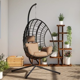 Silla colgante huevo con soporte tela y acero gris taupe de , Balancines de jardín - Ref: Foro24-4007410, Precio: 290,64 €, D...