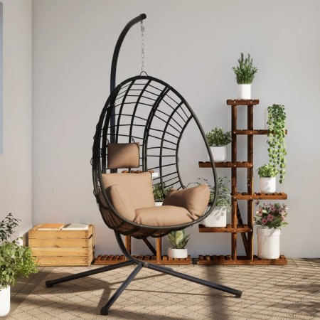 Silla colgante huevo con soporte tela y acero gris taupe de , Balancines de jardín - Ref: Foro24-4007410, Precio: 290,64 €, D...