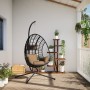 Silla colgante huevo con soporte tela y acero gris taupe de , Balancines de jardín - Ref: Foro24-4007410, Precio: 290,64 €, D...