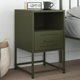 Mesita de noche acero verde oliva 36x39x60,5 cm de , Mesitas de noche - Ref: Foro24-846562, Precio: 65,41 €, Descuento: %