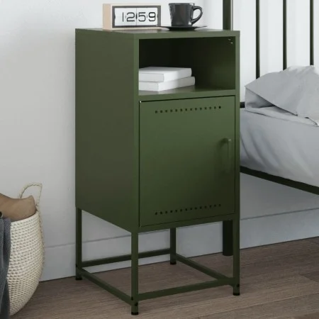 Mesita de noche acero verde oliva 36x39x78 cm de , Mesitas de noche - Ref: Foro24-846574, Precio: 70,46 €, Descuento: %