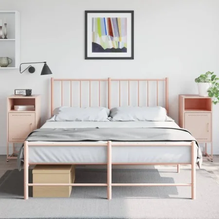 Mesitas de noche 2 unidades acero rosa 36x39x78 cm de , Mesitas de noche - Ref: Foro24-846569, Precio: 84,06 €, Descuento: %