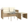 Juego de sofás de jardín con cojines beige 3 pzas ratán PE de , Sofás de exterior - Ref: Foro24-365461, Precio: 214,85 €, Des...