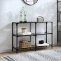 Mesa consola con superficie de vidrio negro acero 118,5x30x81cm de , Mesas consola - Ref: Foro24-846031, Precio: 79,47 €, Des...