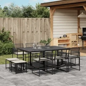 Set de comedor jardín 11 pzas con cojines ratán sintético negro de , Conjuntos de jardín - Ref: Foro24-3295029, Precio: 721,6...