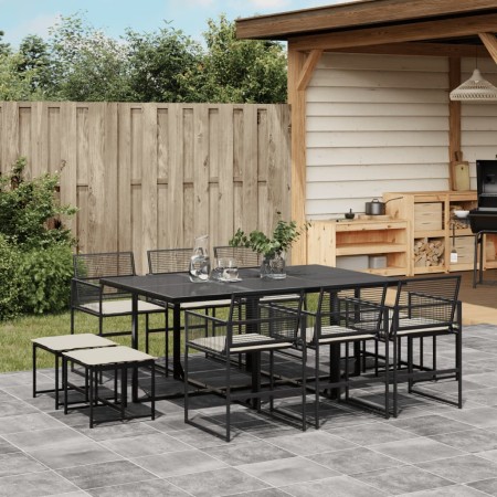 Set de comedor jardín 11 pzas con cojines ratán sintético negro de , Conjuntos de jardín - Ref: Foro24-3295029, Precio: 545,8...