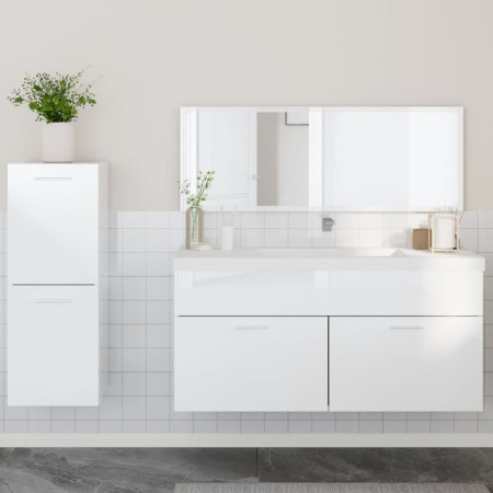 Set muebles de baño 3 piezas madera contrachapada blanco brillo de , Muebles de baño - Ref: Foro24-3308535, Precio: 123,77 €,...