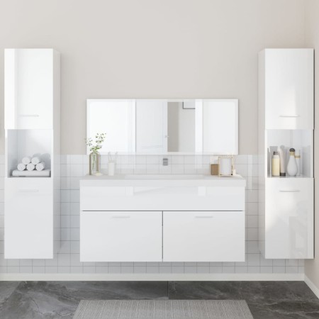 Juego muebles de baño 4 pzas madera contrachapada blanco brillo de , Muebles de baño - Ref: Foro24-3308540, Precio: 218,83 €,...