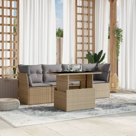 Juego de sofás jardín con cojines 5 pzas ratán sintético beige de , Conjuntos de jardín - Ref: Foro24-3266349, Precio: 337,81...
