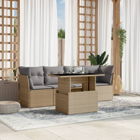 Juego de sofás jardín con cojines 5 pzas ratán sintético beige de , Conjuntos de jardín - Ref: Foro24-3266349, Precio: 337,81...
