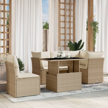 Juego de sofás jardín con cojines 6 pzas ratán sintético beige de , Conjuntos de jardín - Ref: Foro24-3266588, Precio: 447,36...