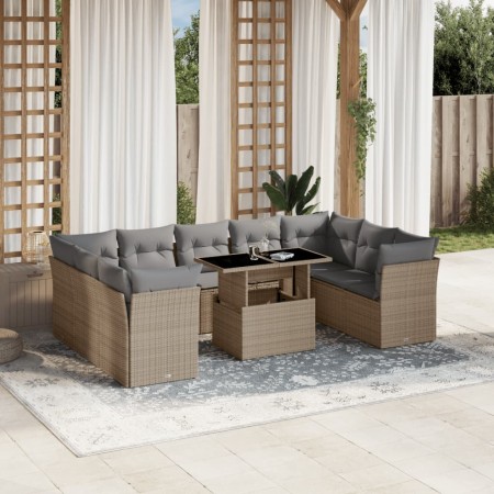 Juego de sofás jardín con cojines beige 10 pzas ratán sintético de , Conjuntos de jardín - Ref: Foro24-3266819, Precio: 616,8...