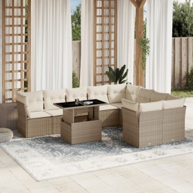 Juego de sofás jardín con cojines beige 10 pzas ratán sintético de , Conjuntos de jardín - Ref: Foro24-3266838, Precio: 693,8...