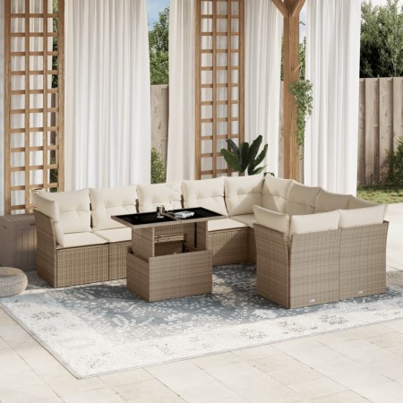 Juego de sofás jardín con cojines beige 10 pzas ratán sintético de , Conjuntos de jardín - Ref: Foro24-3266838, Precio: 693,8...