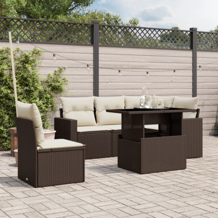 Set sofás de jardín 6 piezas y cojines ratán sintético marrón de , Conjuntos de jardín - Ref: Foro24-3267283, Precio: 435,75 ...
