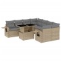Set de sofás de jardín 9 pzas con cojines ratán sintético beige de , Conjuntos de jardín - Ref: Foro24-3267799, Precio: 587,0...