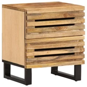 Mesita de noche de madera maciza de mango rugosa 40x34x46 cm de , Mesitas de noche - Ref: Foro24-377426, Precio: 69,51 €, Des...