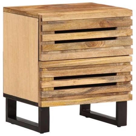 Mesita de noche de madera maciza de mango rugosa 40x34x46 cm de , Mesitas de noche - Ref: Foro24-377426, Precio: 70,18 €, Des...