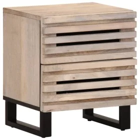 Mesita de noche madera maciza mango blanqueado 40x34x46 cm de , Mesitas de noche - Ref: Foro24-377432, Precio: 51,87 €, Descu...