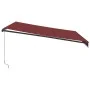 Toldo retráctil manual con LEDs color burdeos 400x350 cm de , Toldos - Ref: Foro24-3214999, Precio: 428,98 €, Descuento: %