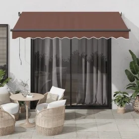 Manual retractable awning with LED light brown 300x250 cm by , Awnings - Ref: Foro24-3215741, Price: 286,62 €, Discount: %