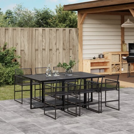 Juego de comedor de jardín 7 piezas ratán sintético negro de , Conjuntos de jardín - Ref: Foro24-3295034, Precio: 424,12 €, D...