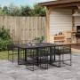 Juego de comedor de jardín 7 piezas ratán sintético negro de , Conjuntos de jardín - Ref: Foro24-3295034, Precio: 424,12 €, D...