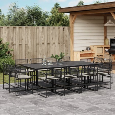 Set comedor de jardín con cojines 13 pzas ratán sintético negro de , Conjuntos de jardín - Ref: Foro24-3295015, Precio: 795,9...