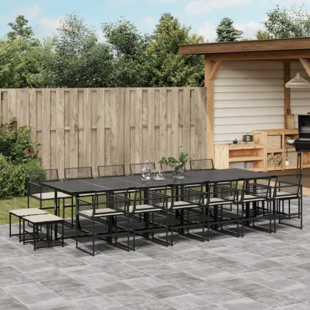 Set de muebles jardín 17 pzas con cojines ratán sintético negro de , Conjuntos de jardín - Ref: Foro24-3295022, Precio: 973,6...