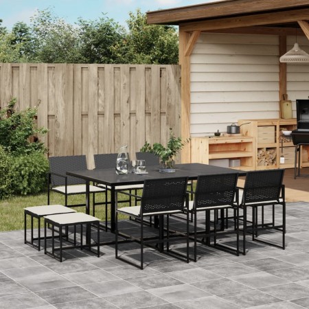 Set de comedor jardín 11 pzas con cojines ratán sintético negro de , Conjuntos de jardín - Ref: Foro24-3295069, Precio: 497,2...