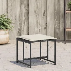 Taburetes de jardín con cojines 4 uds ratán sintético negro de , Otomanas de exterior - Ref: Foro24-4008582, Precio: 94,84 €,...