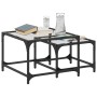 Mesas de centro apilables con tapa de vidrio 2 pzas acero de , Mesas de centro - Ref: Foro24-845982, Precio: 48,16 €, Descuen...