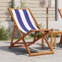 Silla playa plegable madera maciza eucalipto y tela azul blanco de , Sillas de jardín - Ref: Foro24-366567, Precio: 65,09 €, ...