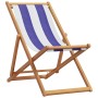 Silla playa plegable madera maciza eucalipto y tela azul blanco de , Sillas de jardín - Ref: Foro24-366567, Precio: 65,09 €, ...
