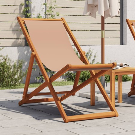 Silla de playa plegable madera maciza de eucalipto y tela taupe de , Sillas de jardín - Ref: Foro24-366565, Precio: 62,56 €, ...