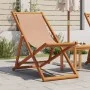 Folding beach chair made of solid eucalyptus wood and taupe fabric. by , Garden chairs - Ref: Foro24-366565, Price: 78,38 €, ...