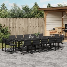 Juego de comedor de jardín 15 pzas con cojines textileno negro de , Conjuntos de jardín - Ref: Foro24-3295081, Precio: 860,12...
