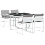Juego de comedor de jardín 5 pzas con cojines textilene blanco de , Conjuntos de jardín - Ref: Foro24-3295088, Precio: 261,81...