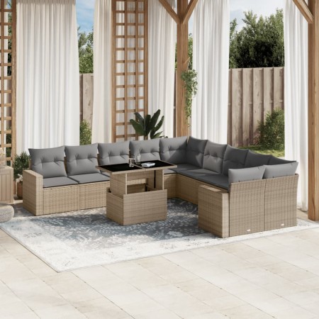 Set de sofás de jardín 11pzas con cojines ratán sintético beige de , Conjuntos de jardín - Ref: Foro24-3267539, Precio: 732,6...
